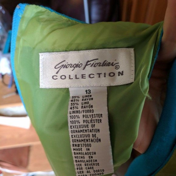 Giorgio Fiorlini Blue Linen Rayon Sleeveless Dress - Picture 4 of 5